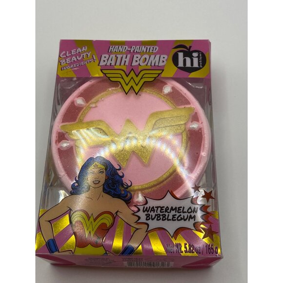 Wonder Woman Hand-Painted Bath Bomb Watermelon Bubblegum Scented Clean Beauty In - Picture 2 of 12